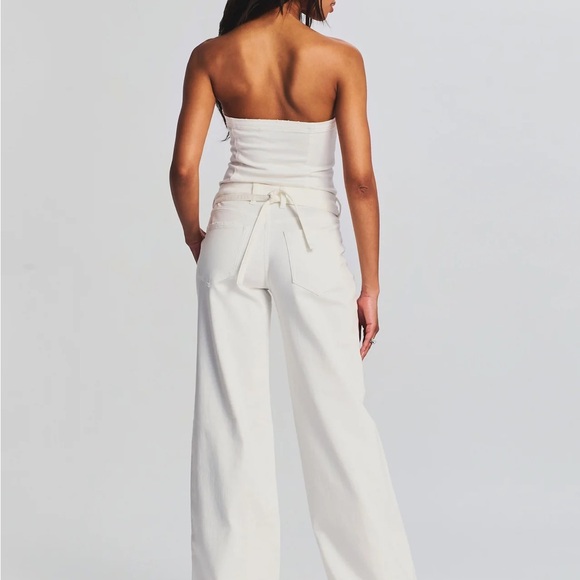 SER.O.YA Strapless Cream Jumpsuit - Picture 1 of 3